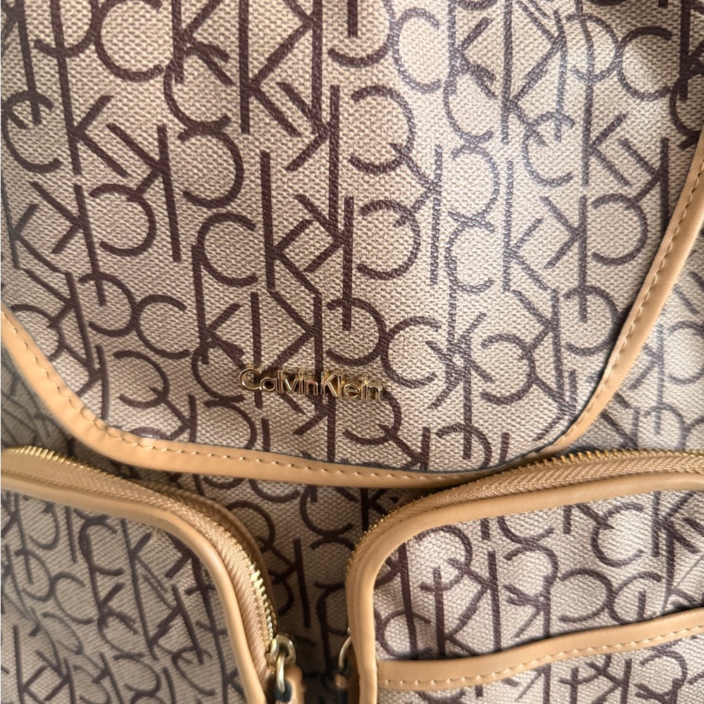 Calvin Klein Tan Monogram Backpack - image 2